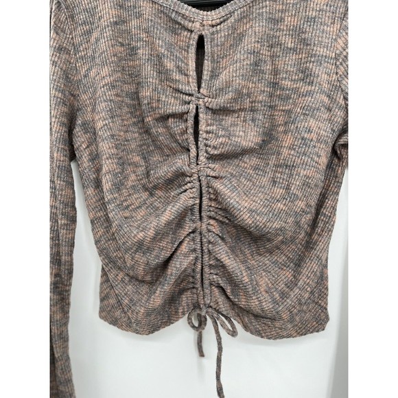 NWT Wild fable Women's Blouse‎ Cozy Knit Long Sleeve Front Lace-Up Brown Size M - Picture 2 of 10